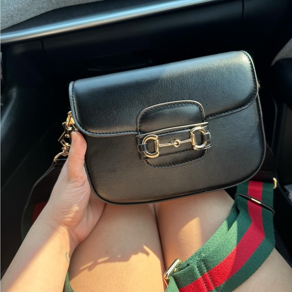 Black Leather Crossbody Bag - Picture 1 of 2